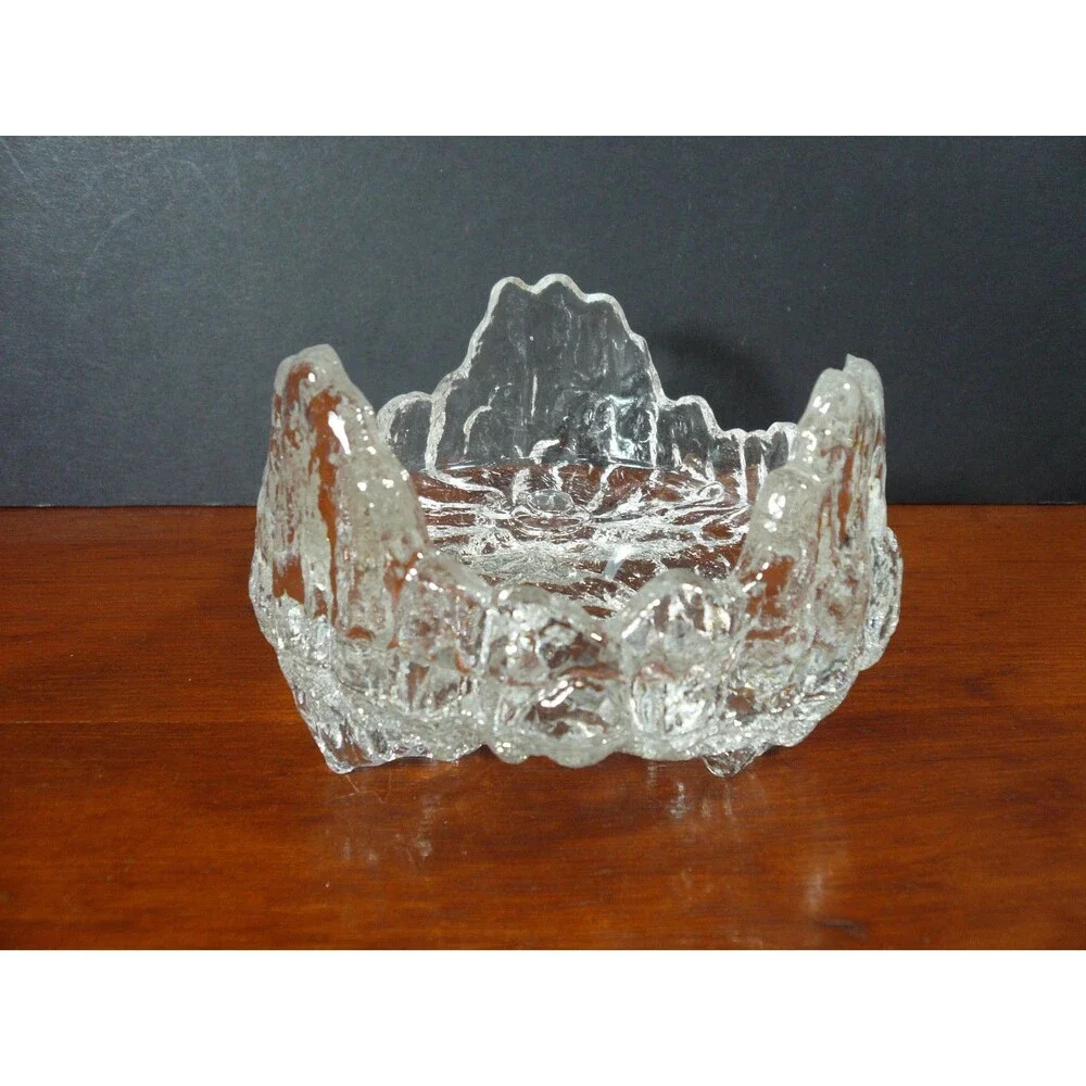 Clear Glass Icicle Candle Holder - Holds 3 1/2